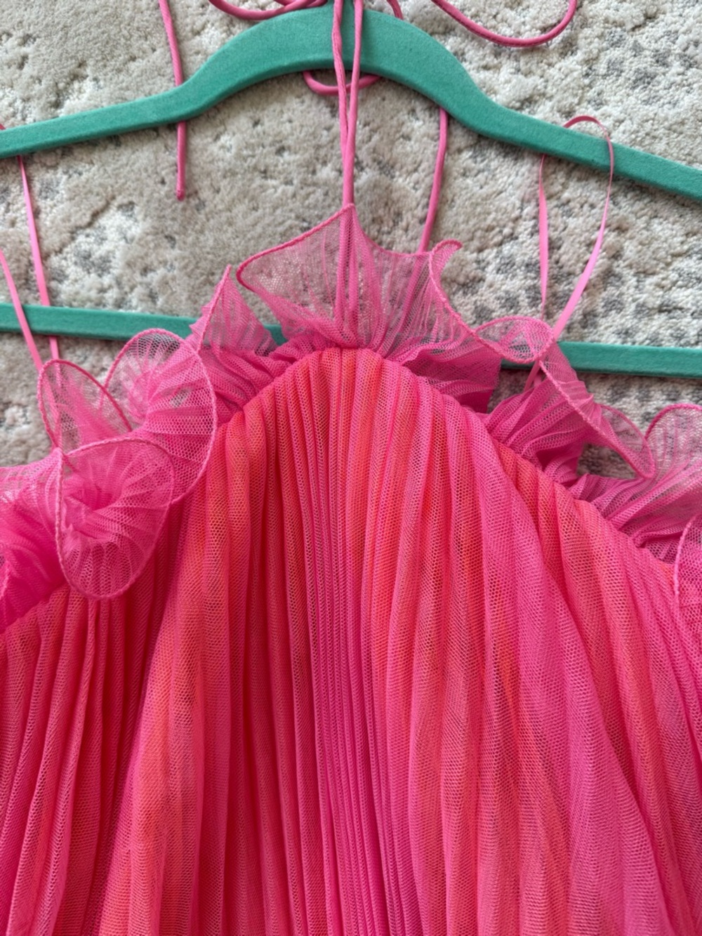 AMUR Hot Pink and Orange Pleated Mini Dress - Picture 4 of 6